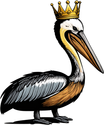 The PeliKing: a crowned Louisiana brown pelican